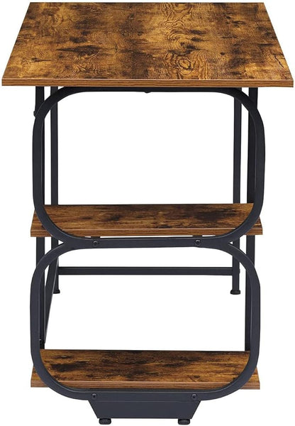 Anivia Writing Computer Home Office Desk with 2 Storage Shelves on Left or Right Side, Industrial Simple Style Wood Table Metal PC Laptop Notebook, 47", Rustic Brown + Black Frame