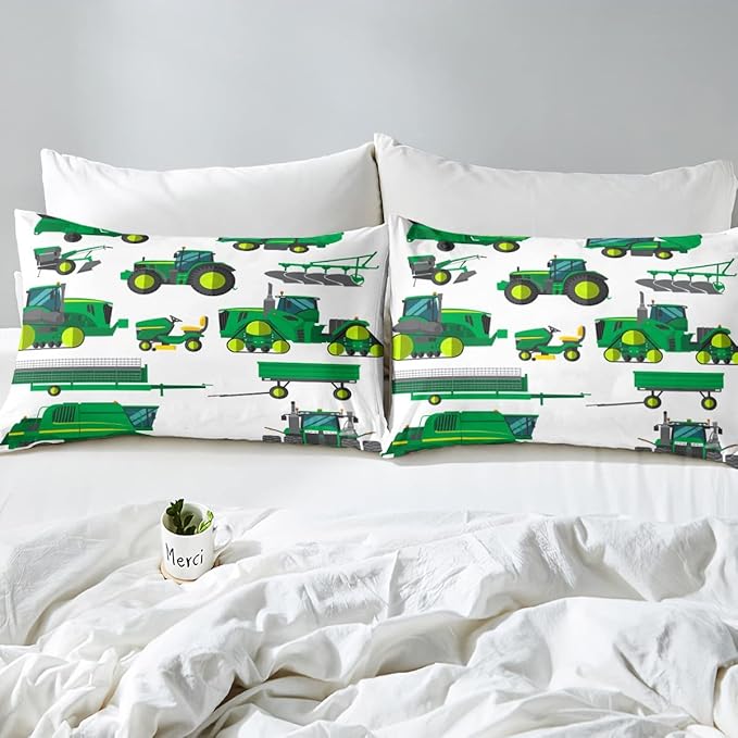 Tractor Bedding Set Twin Size Equipment Trucks Comforter Excavator Comforter Set for Child Kids Boys Teens Construction Site Car Quilt Set for Car Theme Room Bedroom Dorm Decor with 1 pillow case