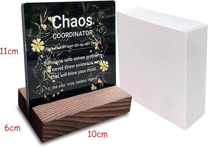 Chaos Coordinator Gifts for Women Office Manager Gifts for Women Desk Accessories for Women Office Funny Chaos Coordinator Desk Sign Cute Desk Accessories Set for Women Office ads2 black