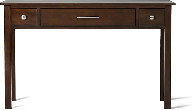 SIMPLIHOME Avalon SOLID WOOD Contemporary 47 Inch Wide Writing Office Desk in Dark Tobacco Brown, For the Office Desk, Writing Table, Workstation and Study Table