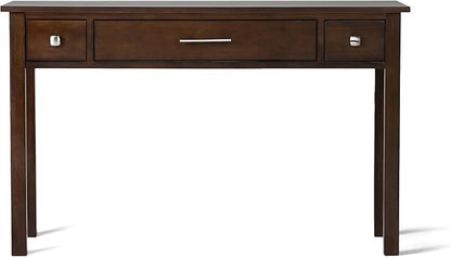 SIMPLIHOME Avalon SOLID WOOD Contemporary 47 Inch Wide Writing Office Desk in Dark Tobacco Brown, For the Office Desk, Writing Table, Workstation and Study Table
