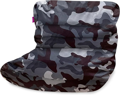 Posh Creations Structured Comfy Bean Bag Chair for Gaming, Reading and Watching TV, Laguna Lounger, Nylon - Camo Dark and Black Gray