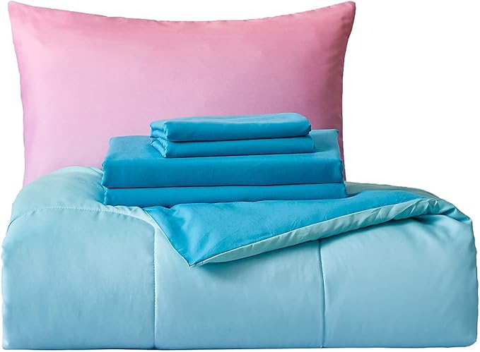 inron Rainbow Kids Comforter Sets for Girls Women,Full Size 5-Pieces Bed in a Bag, Ultra Soft Microfiber Comforter and Sheet Sets, All Season Durable Bedding Set(Rainbow,Full)