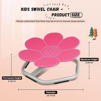 Petal Kids Swivel Chair, Seat and Spinning Chair, Body Coordination Training Chair, Rose Red Non Slip Sensory Toys 360° Spinning Chair for Autistic Kids Aged 3+, Improving Toddler's Physical Fitness