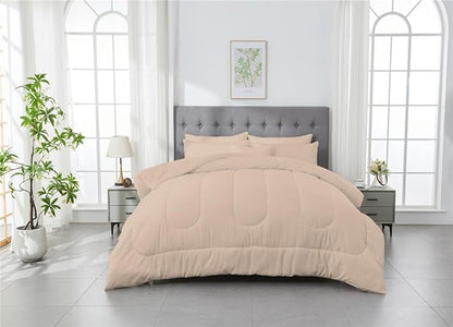 3 Piece Solid Color All Season Bedding Comforter Set Microfiber Soft Lightweight Bedding Set for Kids Teens Adults Room Decor with 1 Comforter and 2 Pillowcases Full
