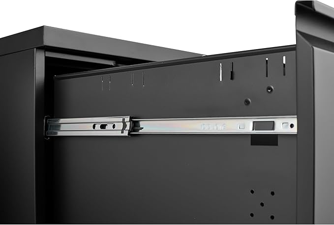 2 Drawer Mobile Lock and Casters,Pre-Assembled Metal Office Storage Filing Cabinets w/Anti-Dumping Fifth Round,for Letter/Legal/A4 Size,Black