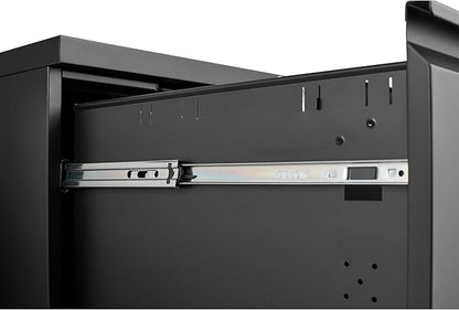 2 Drawer Mobile Lock and Casters,Pre-Assembled Metal Office Storage Filing Cabinets w/Anti-Dumping Fifth Round,for Letter/Legal/A4 Size,Black