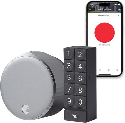August Home Silver Wi-Fi Smart Lock and Smart Keypad, Keyless Door Lock for Front Entry Door, Great for Guests and Vacation Rentals, ‎AUG-SL05-KY1-S05