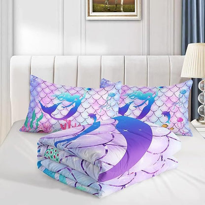CVHOUSE Mermaid Comforter Sets King for Girls Women,Mermaid Scale Bedding Sets King Set,Mermaid Bedspread,Mermaid Duvet,Mermaid Bed Set,Mermaid Quilt Set 3 Pcs 1 Comforter and 2 Pillowcases
