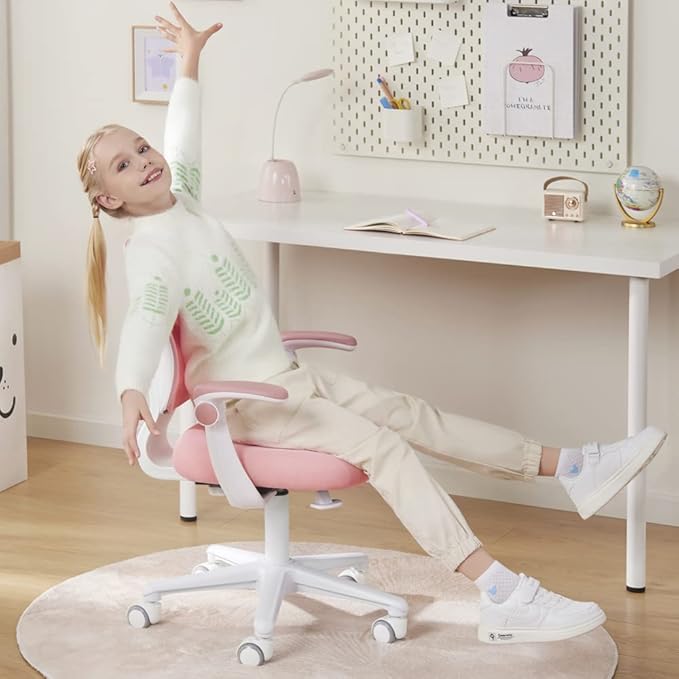 Kids Desk Chair, Height Adjustable Kids Chair, Ergonomically Designed Kids Computer Chair. Made Suitable for 4~12 Years Old Child, Pink