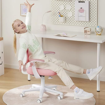 Kids Desk Chair, Height Adjustable Kids Chair, Ergonomically Designed Kids Computer Chair. Made Suitable for 4~12 Years Old Child, Pink