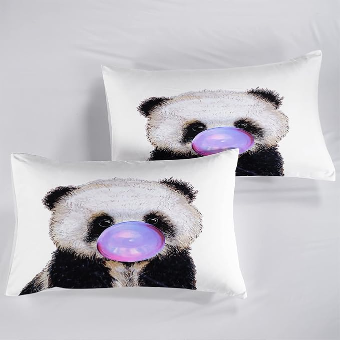 CVHOUSE Panda Bedding Set,Panda Comforter Full,Cute Panda Comforter Set for Girls Kids Teens,Kawaii Panda Quilt Set with 1 Comforter and 2 Pillow Cases- 3 Piece