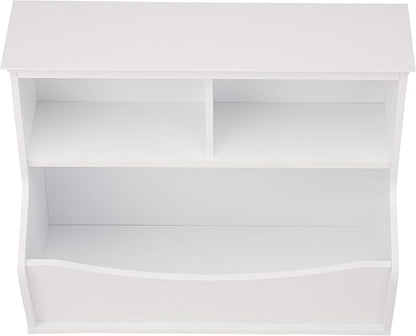 Amazon Basics Children's Multi-Functional 3 Shelf Bookcase and Toy Storage Bin, White, 14.84" D x 31.25" W x 24.56" H