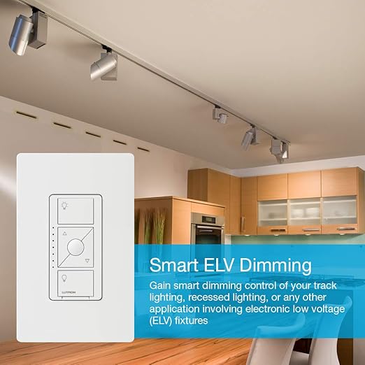 Lutron Caséta Wireless Smart Lighting Dimmer Switch for ELV+ Bulbs with Pico Remote, White