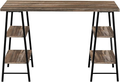 Monarch Specialties 7525 Computer Desk, Home Office, Laptop, Storage Shelves, 48" L, Work, Metal, Laminate, Black, Contemporary, Modern Desk-48, 47.25" L x 23.75" W x 30" H, Brown Reclaimed Wood-Look