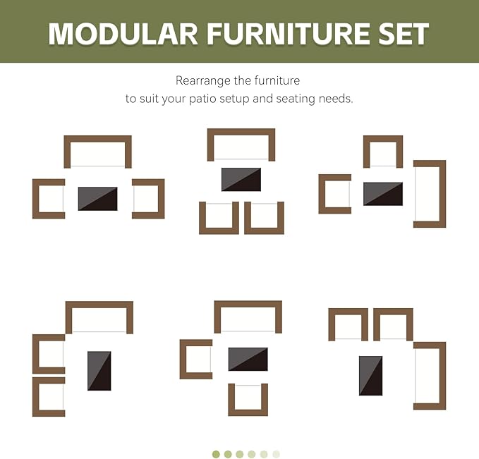 Patio Furniture Set,4 Piece Garden Conversation Set, Outdoor Wicker Rattan Table and Chairs, Black Patio Set, Sectional Sofa with Thick Cushion for Garden, Yard, or Porch (Brown/Beige)