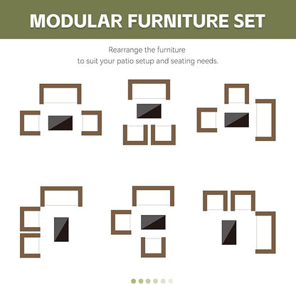 Patio Furniture Set 4 Pieces Conversation Sets Outdoor Wicker Rattan Chairs Garden Backyard Balcony Porch Poolside Loveseat with Soft Cushion and Tempered Glass Table(Brown/Beige)