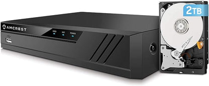 Amcrest 4K 8CH POE NVR (1080p/3MP/4MP/5MP/8MP) POE Network Video Recorder - Supports up to 8 x 8MP/4K IP Cameras, 8-Channel Power Over Ethernet Pre-Installed 2TB Hard Drive (NV4108E-2TB)