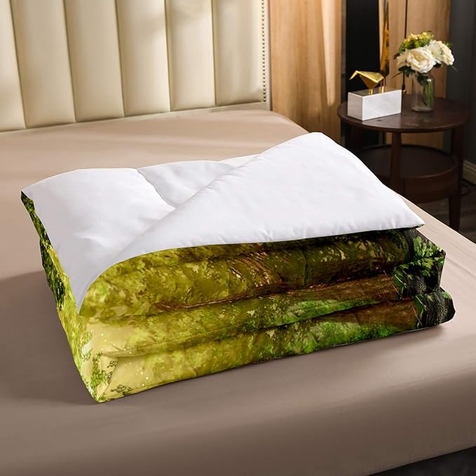 Erosebridal Magical Comforter Set Twin Size Mushroom Bedding Set Daisy Leaves Branches Sunset Nature Duvet Set Cute Style Quilted Duvet Home Room Decorative