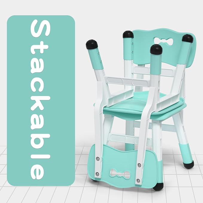 Adjustable Kid Chairs Indoor 3 Level Adjustable Suitable for Children Age 2-6. Maximum load-bearing 220LBS Suitable for Family Classroom and Nursery Child Seat Set (2-Pack-Mint Green)
