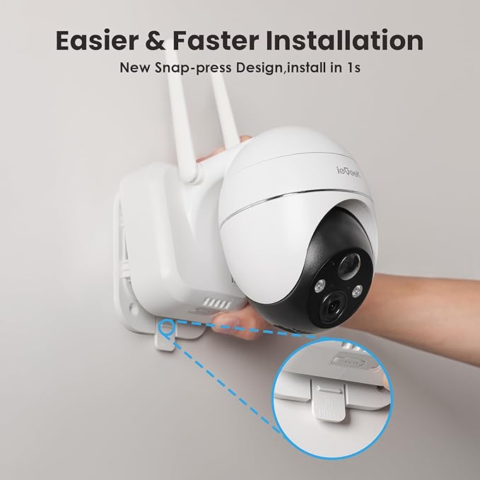 ieGeek Security Camera Outdoor, 2K Wireless WiFi 360°PTZ Camera, Solar Battery Powered Surveillance Camera with Spotlight/Siren/Motion Detection/3MP Color Night Vision,Compatible with Alexa