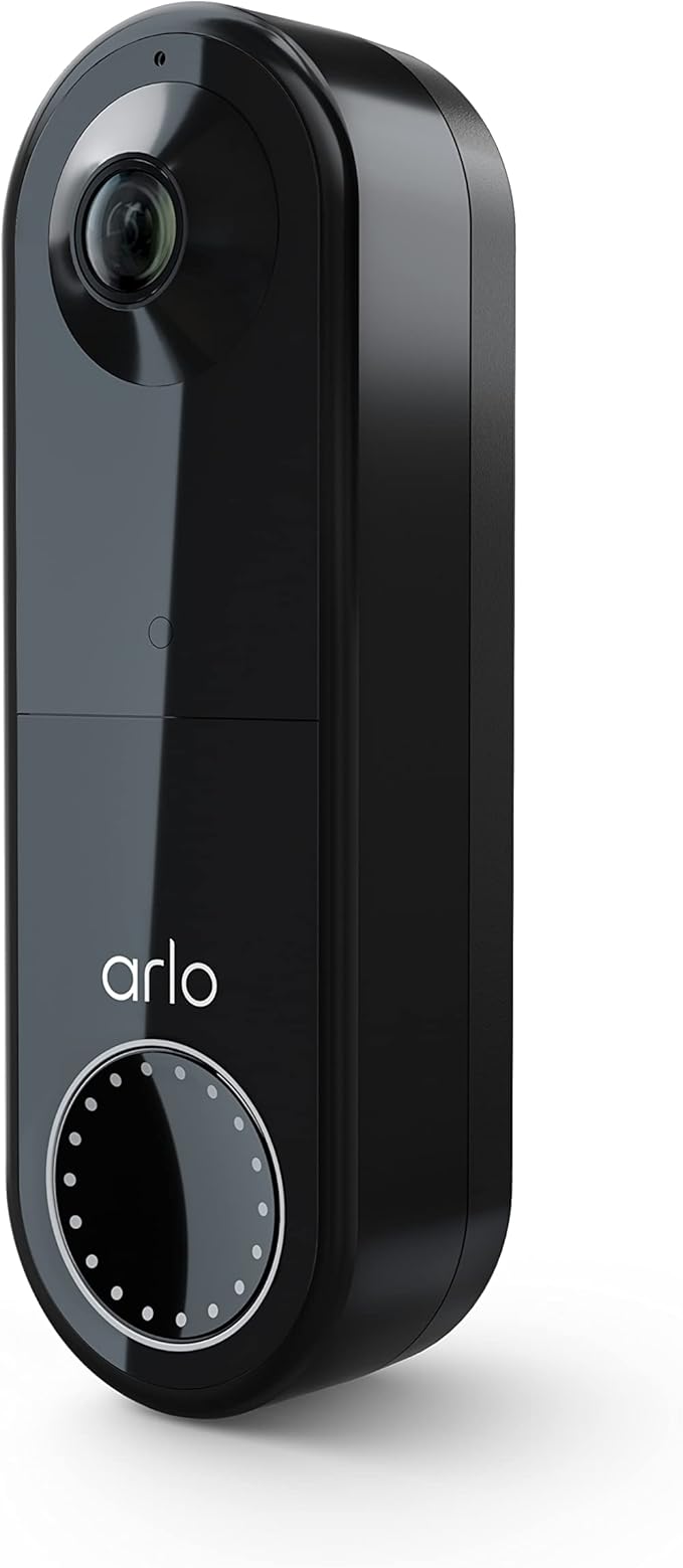Arlo Essential Video Doorbell Wire-Free - HD Video, 180° View, Night Vision, 2 Way Audio, Direct to Wi-Fi No Hub Needed, Wire Free or Wired, Black - AVD2001B, 1 Count (Pack of 1)