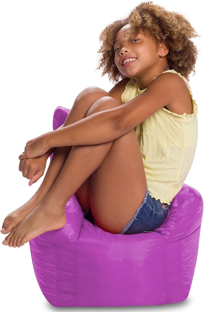 Posh Creations Bean Bag Structured Seat for Toddlers and Kids, Comfy Chair for Children, Pasadena, Purple