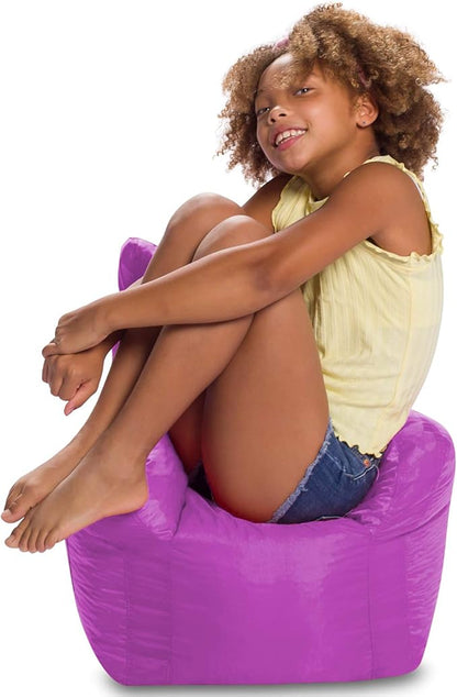 Posh Creations Bean Bag Structured Seat for Toddlers and Kids, Comfy Chair for Children, Pasadena, Purple