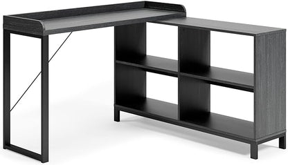Signature Design by Ashley Yarlow Industrial Home Office L-Shaped Desk with Cube Storage, Black