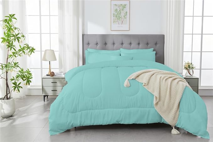 3 Piece Solid Color All Season Bedding Comforter Set Microfiber Soft Lightweight Bedding Set for Kids Teens Adults Room Decor with 1 Comforter and 2 Pillowcases Full