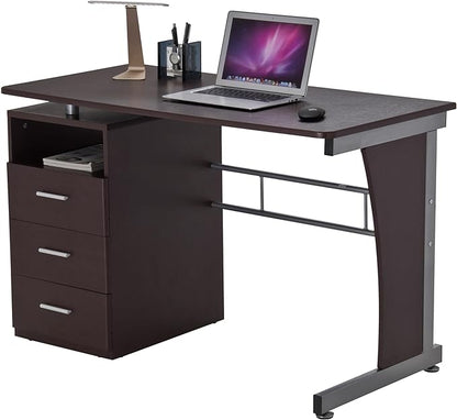 Techni Mobili Drawers Computer Desk, 48" W x 23" D x 30" H, Chocolate