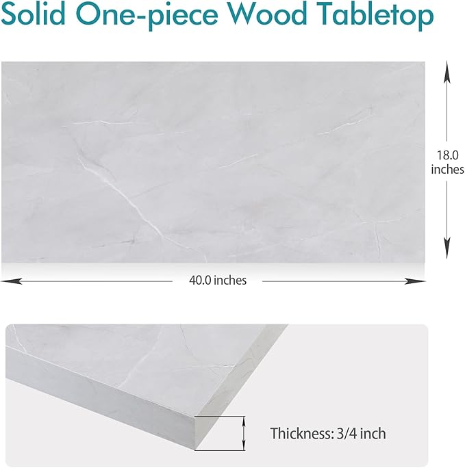 Kaboon Universal Tabletop 40"x18", Solid One-Piece Melamine Table Top, Double Desk L-Desk Floating Desk DIY, Home and Office, White Rock