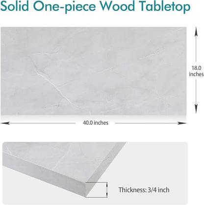 Kaboon Universal Tabletop 40"x18", Solid One-Piece Melamine Table Top, Double Desk L-Desk Floating Desk DIY, Home and Office, White Rock
