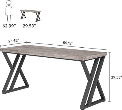 55 Inch Large Simple Industrial Computer Desk Study Writing Table Home Office Workstation,Grey