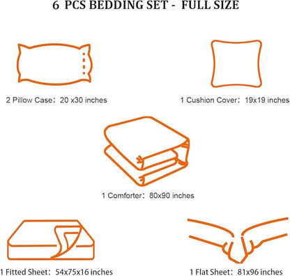 6 Pieces Bed in a Bag for Boys Bedding Sets Full Size,Gamer Comforter Sets for Boys Kids, Gaming Comforter Set for Boys Room Decor with Flat Sheet,Fitted Sheet,Pillowcase,Cushion Cover