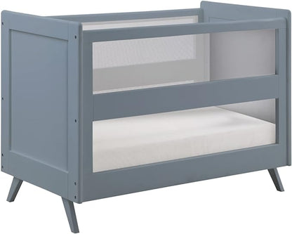 BreathableBaby Breathable Mesh 3-in-1 Convertible Crib (Toddler Bed Kit Sold Separately) — Steel Gray — Two Adjustable Mattress Heights — Greenguard Gold Certified