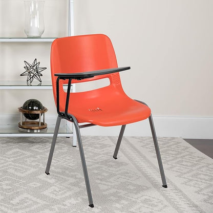 Flash Furniture HERCULES Orange Ergonomic Shell Chair with Right Handed Flip-Up Tablet Arm