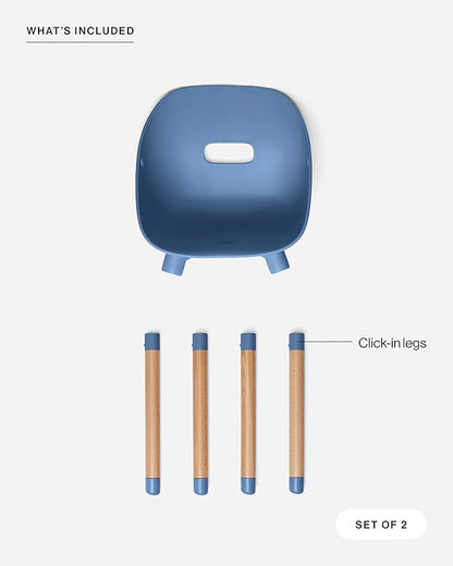 Lalo The Play Chair, Wooden and Non-Toxic Plastic Kids and Toddler Chair - Sturdy Bucket Seat and Easy to Clean Kids Chair with up to 200 lb. Weight Capacity, Set of 2 - Blueberry