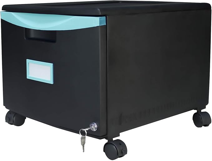 Storex 61270A01C File Cabinet, 1-Pack, Black/Teal