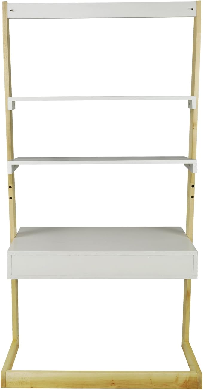 American Trails Freestanding Ladder Desk With Drawer, Natural Maple/White