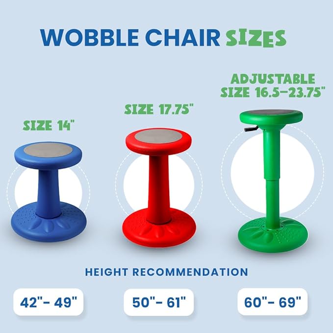 Studico ActiveChairs Kids Wobble Stool, Flexible Classroom Seating improves Focus, Posture & helps ADHD/ADD. Get The Wiggles out Active Fidget Chairs, Preschool | Elementary 14" Chair, Ages 3-7, Gray
