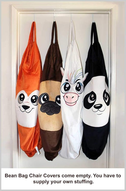Extra Large Animal Bean Bag Chair Cover and Soft Toy and Linen Storage Organizer for Room Decor (Fox)