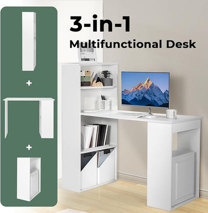 Computer Desk with Shelves, White