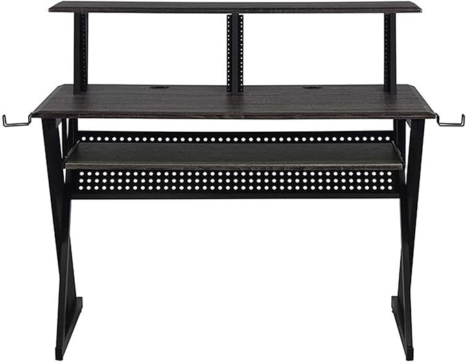 Acme Furniture Rectangular Music Desk Table with Earphone Rack, Black