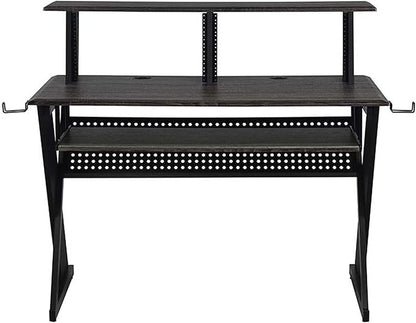 Acme Furniture Rectangular Music Desk Table with Earphone Rack, Black
