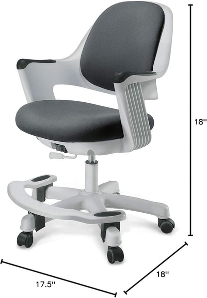 Kids Desk Chair: Ergonomic Kids Computer Chair | Adjustable Kids Office Chair with Wheels & Arms | Study Chair for Girls and Boys - Kids Chair Desk with Wheel Covers (Cyber Gray)
