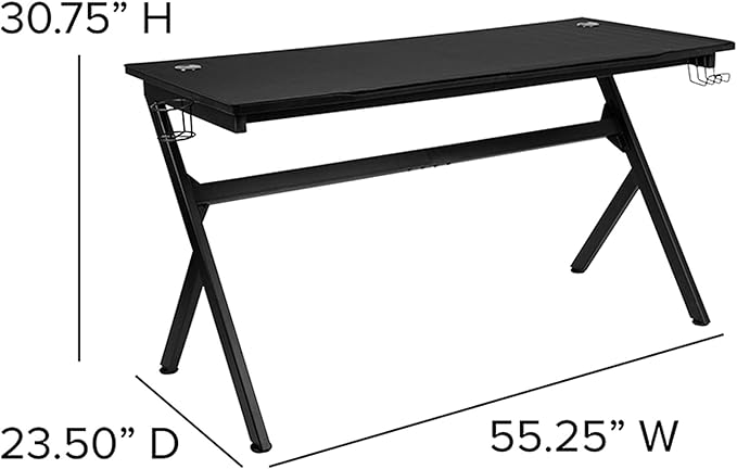 Flash Furniture Duncan 55" x 24" Extra Large Gaming Desk with Headphone Hook and Cup Holder - Free Mouse Pad