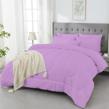 3 Piece Solid Color All Season Bedding Comforter Set Microfiber Soft Lightweight Bedding Set for Kids Teens Adults Room Decor with 1 Comforter and 2 Pillowcases Queen