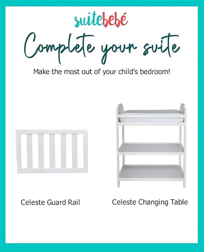 Suite Bebe Celeste 3 in 1 Convertible Island Crib, Wood and Acrylic, White