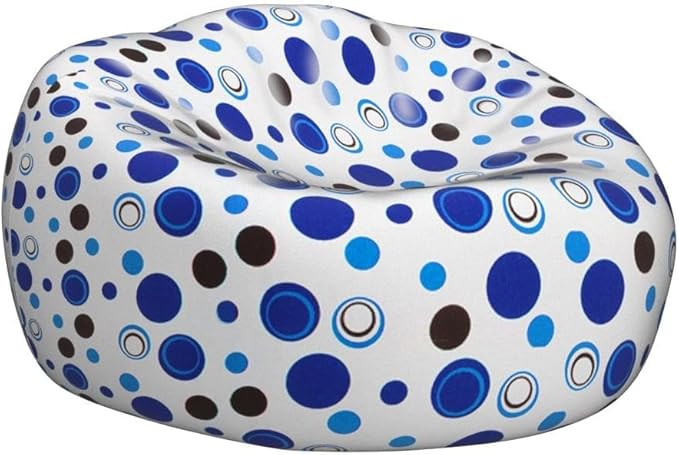 Posh Creations Bean Bag Chair for Kids, Teens, and Adults Includes Removable and Machine Washable Cover, Canvas Bubbles Blue and White, 27in - Medium